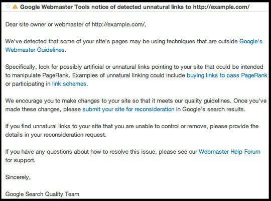 Google-Unnatural-Link-Warning