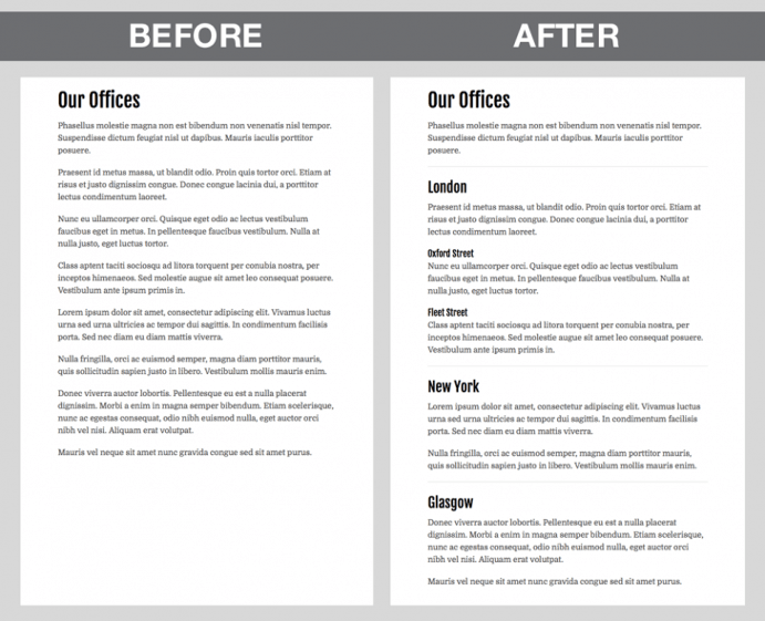 subheaders